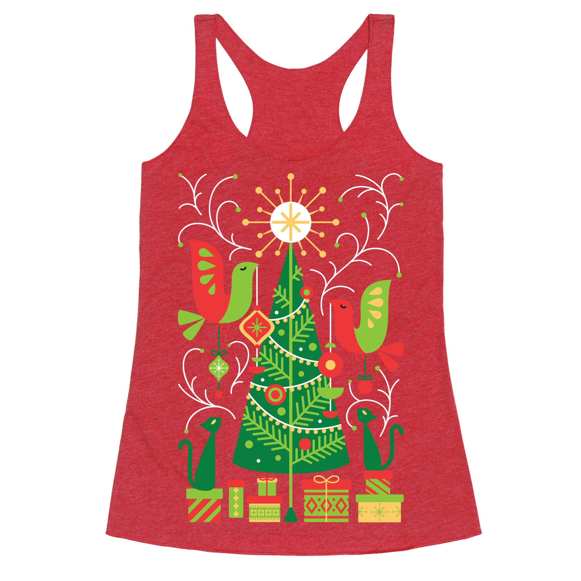 Vintage Christmas Tree Decorating Racerback Tank